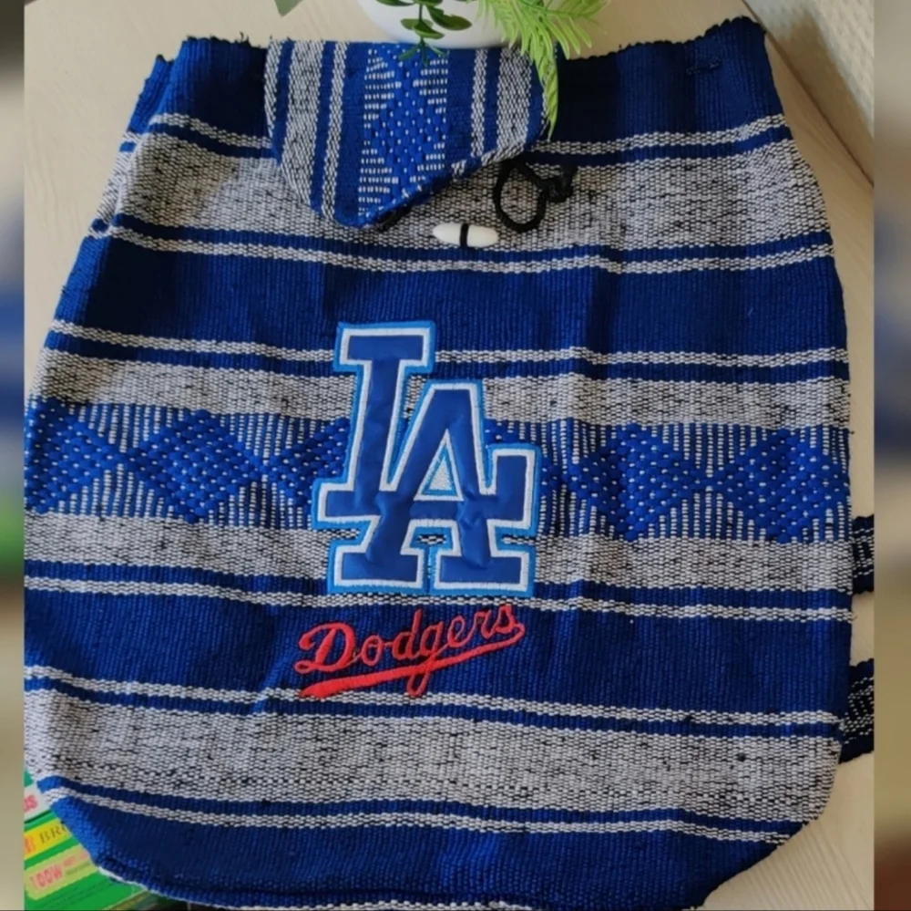 Los Angeles Dodgers Blue and Gray Striped Woven Backpack Bag